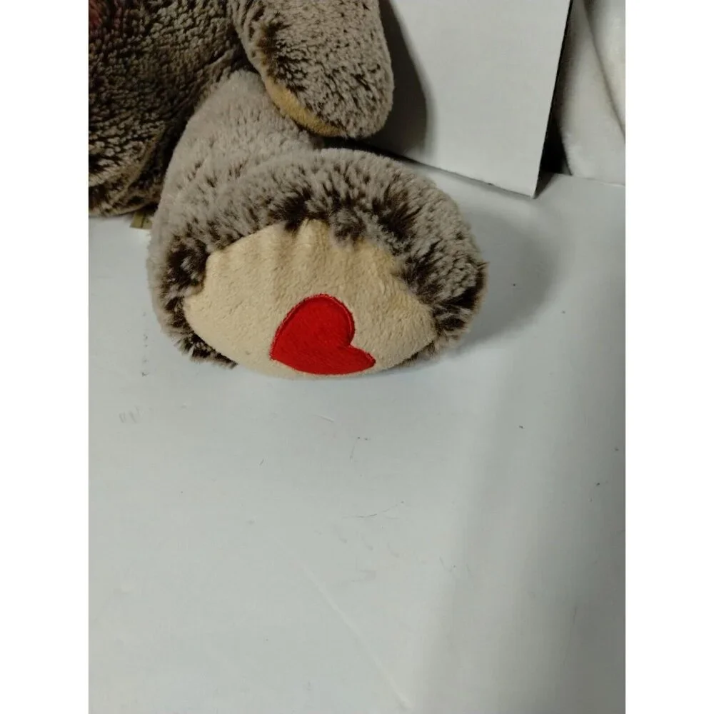 Animal Adventure Vintage Plush Teddy‎ Bear with Red Ribbon & Heart Accent 18 in